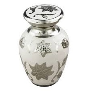 Urnes de souvenir de couleur blanche polie brillante en aluminium émaillé blanc pour les cendres humaines Urne de crémation Fournitures funéraires - Product Image 1