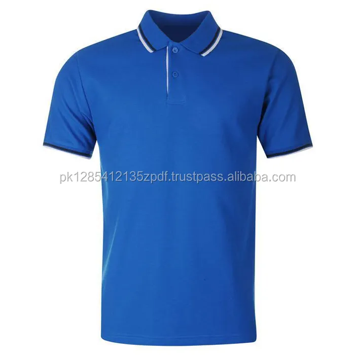 Hot Men's Blue Short Sleeve Polo Collar T-shirt Cotton