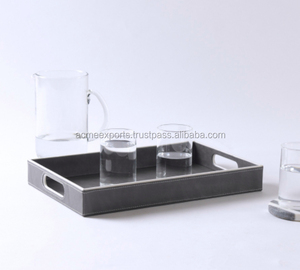 Sleek Rectangular Serving <b>Tray</b> with Handles Perfect for Serving <b>Drinks</b> and Organizing Items in Modern Style - Product Image 1