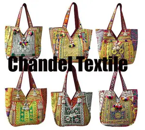 Vintage indio Banjara multicolor étnico, Banjara hecho a mano bordado Patchwork bolso de las mujeres afganos bordado bolso de hombro