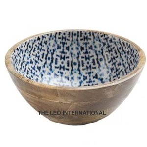 Wooden Material Round Shape <b>Enamel</b> Color <b>Bowl</b> Fancy Style Unique Modern Look Home Accent Decorative <b>Bowl</b> - Product Image 1