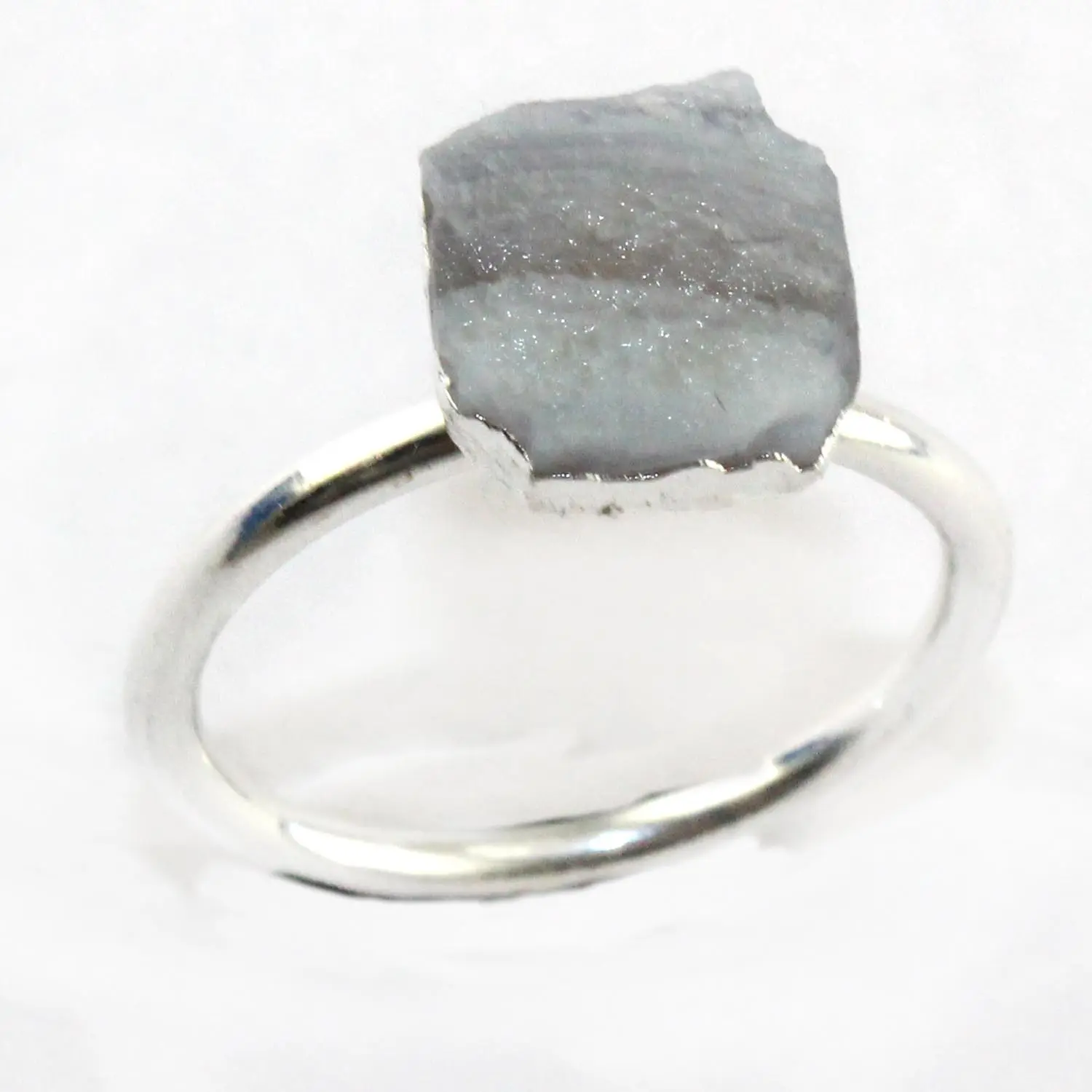 प्राकृतिक कच्चे नीला फीता सुलेमानी अंगूठी चांदी के लिए electroplated की अंगूठी फिक्स्ड आकार बैंड अंगूठी पुरुषों और महिलाओं