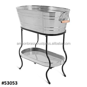 Refroidisseur de vin en métal de conception la plus récente avec support martelé seau à vin nouvellement conçu seau à glace galvanisé avec support - Product Image 2