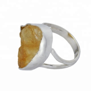 Diseño antiguo 925 plata esterlina eternidad Vermeil anillo citrino Natural piedra preciosa en bruto joyería de boda india hecha a mano - Product Image 2
