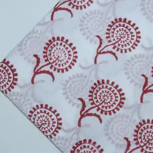 Woven Fabric Cotton Voile Hand Block Printed Sanganeri Jaipuri Fabric for curtains