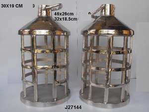 Style d'anneau de lanterne en aluminium coulé de haute qualité en finition nickel brut Bougeoir rustique Lanterne en aluminium brut - Product Image 5