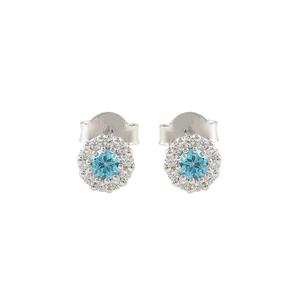 925 argent Sterling élégant fleur motif boucles d'oreilles bleu topaze classique bijoux fins femmes mariage anniversaire cadeau - Product Image 2