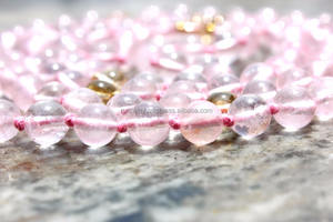 Collar de cuentas Mala de cuarzo rosa 108, joyería de moda de piedras preciosas naturales para fiestas de meditación espiritual, Budismo inspirado en regalos - Product Image 4