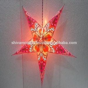 Laxmans Paper Star Lantern Eco-Friendly Reusable 60cm Traditional New Prints Pattern Handmade Christmas Decoration Wholesale - Product Image 4