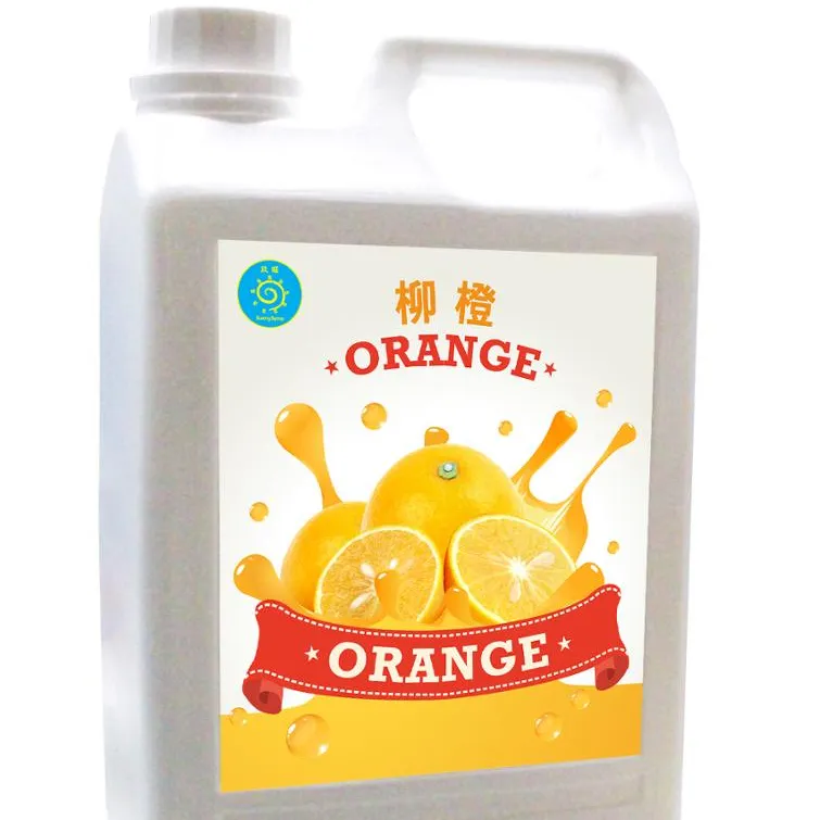 Zumo de naranja y jarabe para bebidas