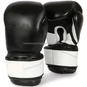 Venta al por mayor logotipo personalizado de cuero en Blanco Bolsa de boxeo guantes de boxeo