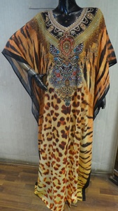 Robe maxi abaya à manches longues et à col rond, pour femmes, tenue islamique, kaftan, imprimé multicolore, de haute qualité - Product Image 5
