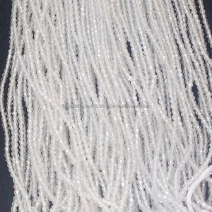 ลูกปัดอัญมณีสีขาวขนาดเล็กสีรุ้งมูนสโตนเจียระไนแบบหลวม - Product Image 6