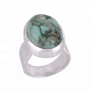 Anillos de piedras preciosas turquesa azul cielo de diseño clásico, joyería de plata de ley 925, anillo Eternity Vermeil, regalo para ella - Product Image 1