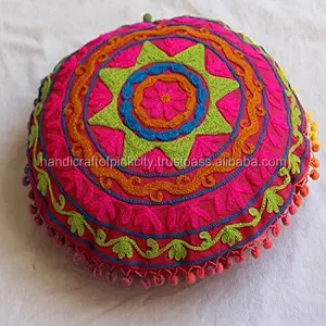 만다라 디자인 인도 수제 수 놓은 수잔 쿠션 커버 버나드 플러시 베개