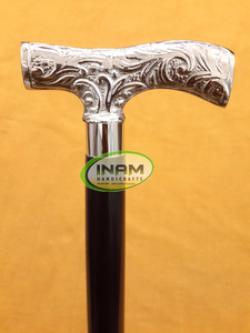Canne à marche en bois pliable, 1 unité, style vintage sculpté à la main, avec poignée derière de styliste - Product Image 3