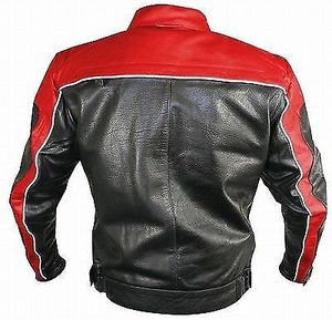 เสื้อแจ็กเก็ตมอเตอร์ไซด์หนังระบายอากาศได้ดีสีแดงสีดำมีไซส์ใหญ่สำหรับนักแข่งมอเตอร์ไซด์ - Product Image 2