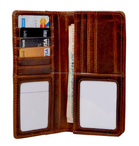 กระเป๋าสตางค์หนังแท้สีน้ำตาลทำด้วยมือสำหรับทุกเพศกระเป๋าใส่เหรียญที่ดีที่สุดกระเป๋าสตางค์แบบสองพับที่เก็บของได้เยอะ - Product Image 6