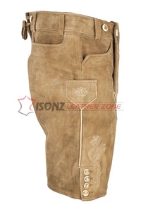 Cuir véritable allemand Bavarois Lederhosen pour hommes Oktoberfest Costume Plus Size Maternité Caractéristiques Brodé Léger - Product Image 4