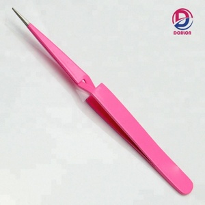 Pinces à cils roses personnalisées, type X, droites et courbées, pour extensions de cils, marque privée - Product Image 2