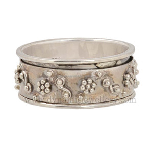 Ajuste de bisel de anillo giratorio sin estrés de Plata de Ley 925 al por mayor para fiestas de bodas con incrustaciones de cobre de latón plateado - Product Image 1