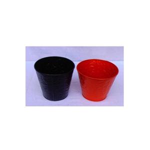 Jardinières en fer gaufré noir et rouge avec pot de fleur peint en photo pour la maison et le jardin - Product Image 3