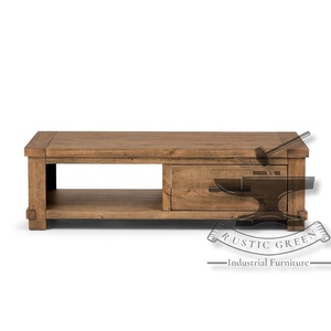 Mesa de centro de un solo cajón de madera de mango macizo Vintage, muebles extensibles para el hogar y la sala de estar - Product Image 6