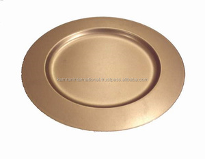 Hecho a mano de metal dorado de 13 pulgadas para placa de cargador, cena de boda ecológica y eventos de fiesta, plato para decoración del hogar - Product Image 1