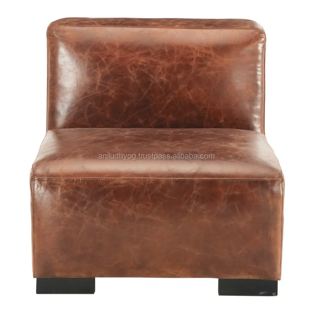 Canapé bas en cuir marron, chaise à hauteur basse, 71cm