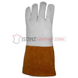 Guantes de soldadura industriales TIG MIG de cuero de vaca resistentes al calor de 35 cm, guantes para horno, guantes para parrilla, guantes para soldador de uso industrial - Product Image 4