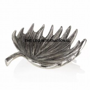 Silver Color Big Leaf Shape Design <b>Decorative</b> Bowl Aluminum Metal <b>Kitchen</b> Ware Dining Table <b>Accessories</b> Bowl - Product Image 1