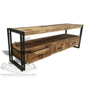 Vintage Industrial de hierro y de Tv de madera con cajones de almacenamiento - Product Image 1