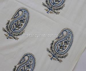 Algodón puro 120gsm Tela de impresión india tradicional Técnica tejida Proceso de bloque de mano Diseño de rayas ligeras Camisas Cortinas - Product Image 2