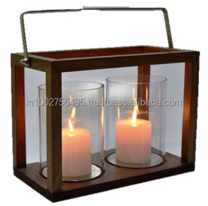 Porte-bougie en bois fait à la main, élégant, en forme de pilier, lanternes, pots pour la décoration de la maison - Product Image 1