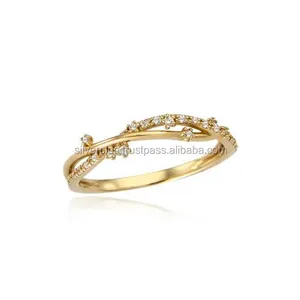 New Design Solid 14kt Yellow Gold Brilliant Cut Diamond Engagement Band Ring Wholesale Jewelry Supplier