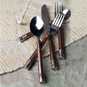 Ensemble de couverts à manche rond perlé et martelé vente en gros de cuisine, restaurant, hôtel, argenterie, ensemble de cuillères de mariage de luxe - Product Image 2
