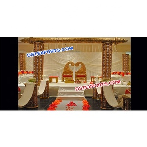 Decoración de Escenario para Bodas Indias, Pilares Reales Sona Chandi, Hechos a Mano por Fabricante Australiano, Escenario Moderno de Fibra, Estilo Indio, EE. UU. - Product Image 1