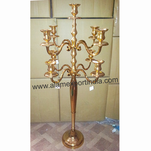 Newly Design Wedding Centerpiece Decoration <b>Tall</b> Size Metal Aluminum 9 Arm Candelabra <b>Candle</b> <b>Holder</b> Golden Finished at Cheapest - Product Image 3