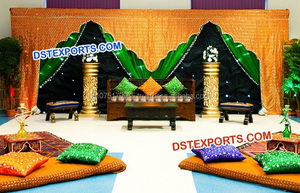 Oro lentejuelas boda telón de fondo brillante boda arco bordado Fondo boda función Sangeet telón de fondo cortinas - Product Image 2