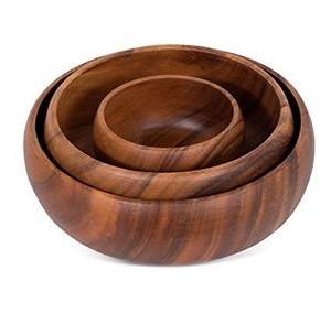 ชามไม้ที่มีคุณภาพสูงที่ดีที่สุด3ชิ้นและขนาดที่แตกต่างกันสำหรับโต๊ะอาหารค่ำและโลโก้ที่กำหนดเองชามเสิร์ฟไม้สำหรับขายร้อน - Product Image 5