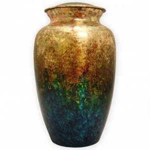 Meilleur Cool Turquoise Motif Abstrait Adulte Mémorial En Métal Urne De Crémation Style Américain/Européen Funerel Cendres Stockage De Stockage - Product Image 5