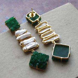 Pendientes de tuerca de ágata verde Aleación Compromiso Boda Fiesta Aniversario Regalo - Product Image 3