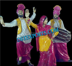 รูปปั้นไฟเบอร์กลาสงานแต่งงานแบบปัญจาบ บังการา - สีและขนาดตามสั่ง ทนทานสำหรับตกแต่งโรงแรมและงานอีเว้นท์ - Product Image 5