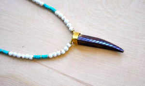 Collar con colgante de piedra de Firoza, estilo Tribal - Product Image 2