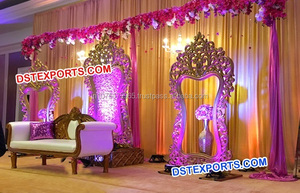 Panel <b>Frames</b> for Stage Decoration Temple Style Wedding Golden <b>Backdrop</b> Panels Different Wedding <b>Backdrop</b> Panels Manufacturer - Product Image 6
