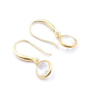 ต่างหูคริสตัลควอตซ์ทรงกลมขนาด 25-26 มม. ขอบเงิน ชุบทอง 14k/18k พร้อมสายเกี่ยว - Product Image 1