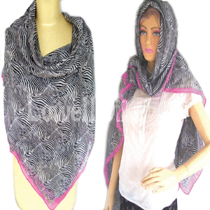 Écharpe en coton poly imprimé lin, saison printemps, hijab - Product Image 3