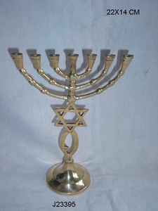 เชิงเทียนทองเหลืองเคลือบเงาพร้อมกระจกเงาหรูหราที่จับเทียนงานฝีมือโลหะและโคมไฟทองเหลืองทนทาน Menorah - Product Image 5