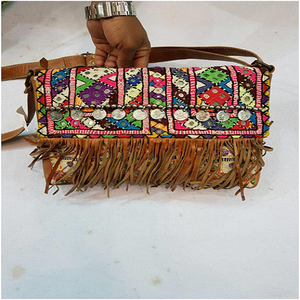 Classical New Vintage Banjara Style Handmade Tassels Clutch Purse From Delhi <b>by</b> KAMARVY - Product Image 1