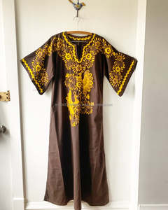 ชุดเดรสคาฟตานแขนกระดิ่งปักลายนกยูง,ชุดกระโปรงแม็กซี่เดรสผ้าฝ้ายสไตล์อินเดียสำหรับผู้หญิงสไตล์วินเทจ - Product Image 4